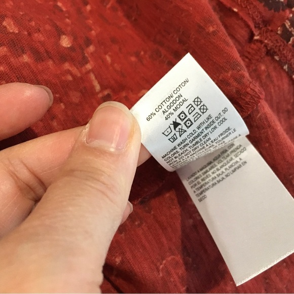 Lucky Brand Blouse top v neck bell sleeve Peasant Boho red size s new - Picture 3 of 5